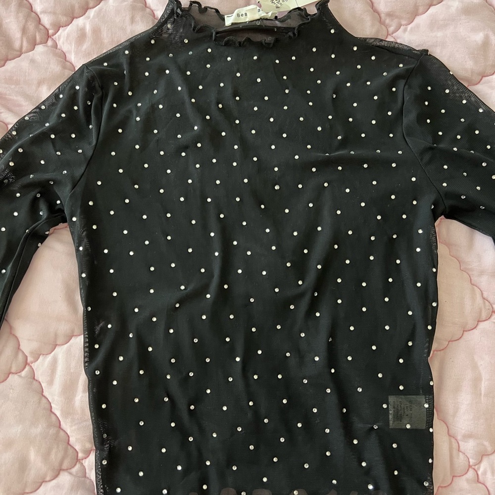 NWT Rhinestone Mesh Top - Picture 2 of 4